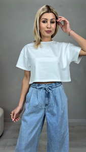 BLUZKA CROP TOP - BIAŁY