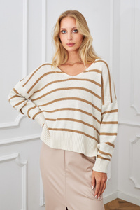 SWETER RIVERO W PASKI - ŚMIETANKOWY & KARMELOWY
